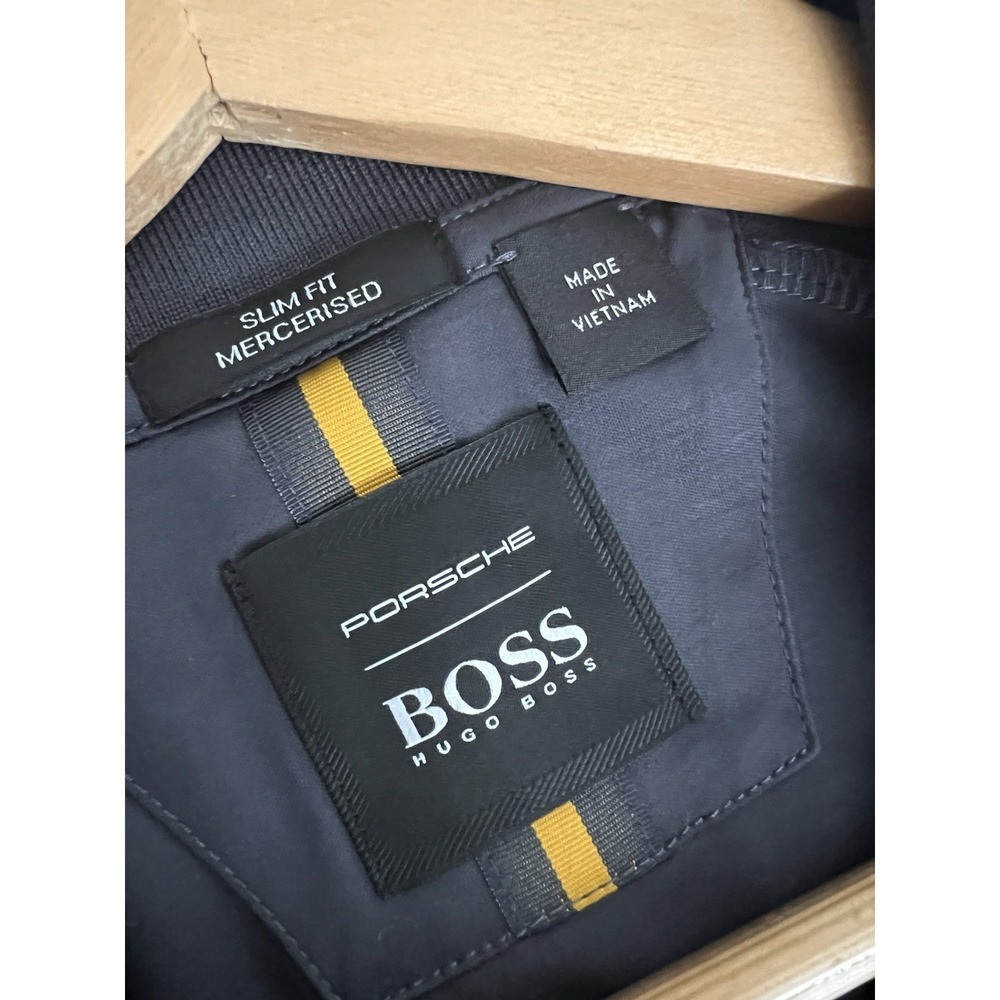 Hugo Boss x Porsche Mens XL Slim Fit Polo Gray Performance Golf Shirt Luxury - Picture 5 of 8